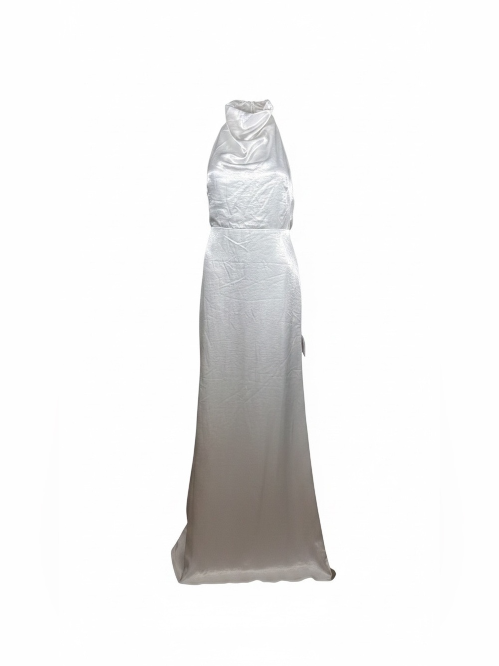 Lulus NWT “Meliana” White Satin Halter Backless Maxi Hi-Lo Dress. Size Small. - Picture 12 of 13